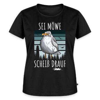Sei Möwe Scheiß drauf - Lustiges Möwen T-Shirt - Frauen Premium Bio T-Shirt - Schwarz - Vorne - Selfina (174cm)