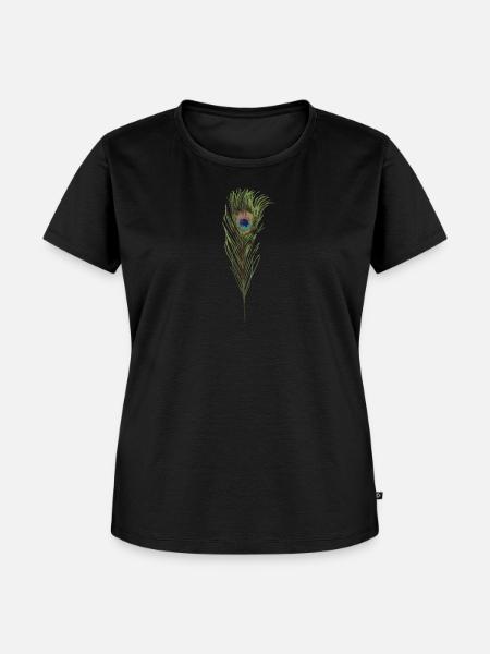 Pfauenfeder - Frauen Premium Bio T-Shirt - Schwarz