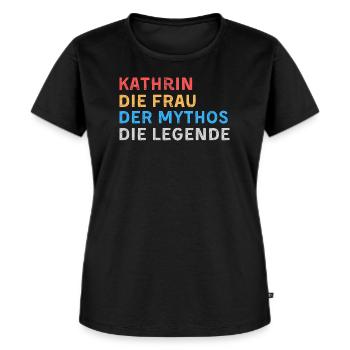 Kathrin Fau Mythos Legende - Frauen Premium Bio T-Shirt - Schwarz - Vorne - Selfina (174cm)