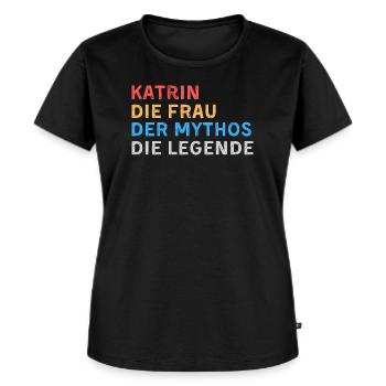 Katrin Fau Mythos Legende - Frauen Premium Bio T-Shirt - Schwarz - Vorne - Selfina (174cm)