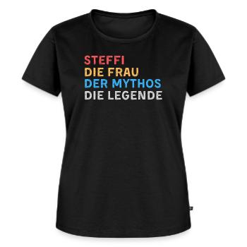 Steffi Fau Mythos Legende - Frauen Premium Bio T-Shirt - Schwarz - Vorne - Selfina (174cm)