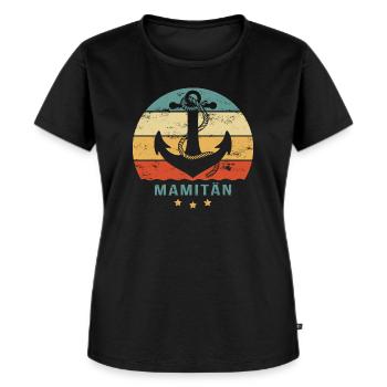 MAMITÄN Mama ist der Kapitän Geschenke Muttertag - Frauen Premium Bio T-Shirt - Schwarz - Vorne - Selfina (174cm)
