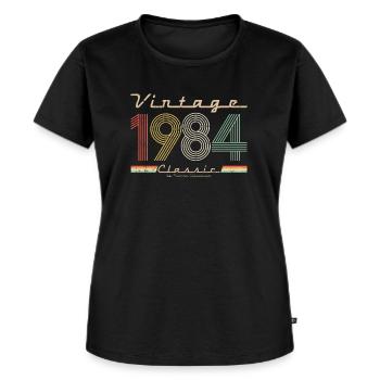 Vintage Classique 1984 pseudo rétro année de naissance - T-shirt Premium bio Femme - noir - Devant - Selfina (174cm)