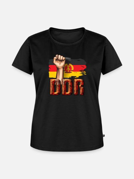 DDR faust Arbeiterkampf - Frauen Premium Bio T-Shirt - Schwarz
