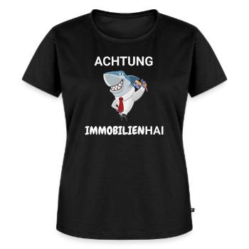 Achtung Immobilienhai - Frauen Premium Bio T-Shirt - Schwarz - Vorne - Selfina (174cm)