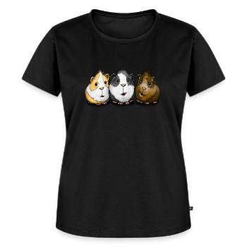 Drei Meerschweinchen - Frauen Premium Bio T-Shirt - Schwarz - Vorne - Selfina (174cm)