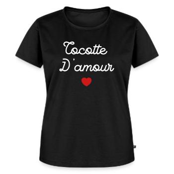 cocotte d'amour - T-shirt Premium bio Femme - noir - Devant - Selfina (174cm)