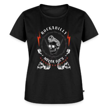Rockabilly - Frauen Premium Bio T-Shirt - Schwarz - Vorne - Selfina (174cm)