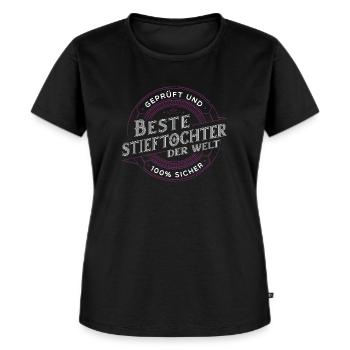 Stieftochter Tochter Töchterchen Kind Geschenk - Frauen Premium Bio T-Shirt - Schwarz - Vorne - Selfina (174cm)