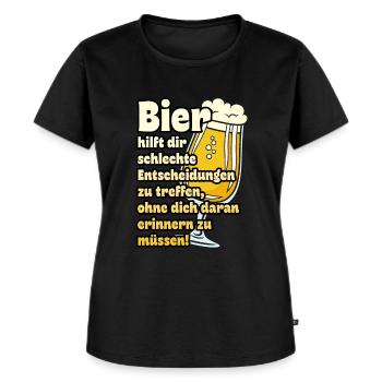 Bier hilft dir schlechte Entscheidungen zu treffen - Frauen Premium Bio T-Shirt - Schwarz - Vorne - Selfina (174cm)