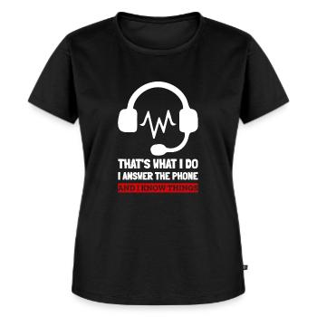 Agent for kundeservicerepræsentantkaldscenter - Premium økologisk T-shirt til kvinder - sort - Foran - Selfina (174cm)