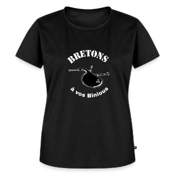 bretagne biniou - T-shirt Premium bio Femme - noir - Devant - Selfina (174cm)