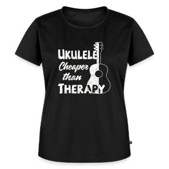 Ukulele! Cheaper than therapy - Frauen Premium Bio T-Shirt - Schwarz - Vorne - Selfina (174cm)