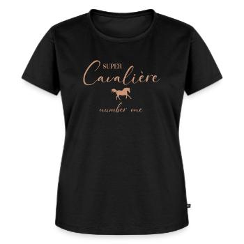 Cheval femme - T-shirt Premium bio Femme - noir - Devant - Selfina (174cm)