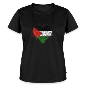 Heart Palestine Flag Vintage - Women's Premium Organic T-shirt - black - Front - Selfina (174cm)