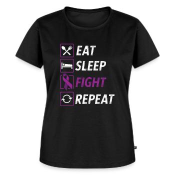 Essen Schlaf Kampf wiederholen lila Band Epilepsie - Frauen Premium Bio T-Shirt - Schwarz - Vorne - Selfina (174cm)