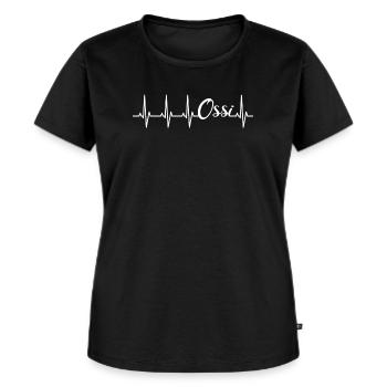 Ossi Herzschlag Motiv für DDR Fans & Ostdeutsche - Frauen Premium Bio T-Shirt - Schwarz - Vorne - Selfina (174cm)