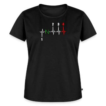 Moped Herzschlag Schaltung Mopedfahrer 2 Takt - Frauen Premium Bio T-Shirt - Schwarz - Vorne - Selfina (174cm)