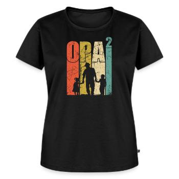Opa hoch 2 zweifacher Opa werdender Opa zwei Enkel - Frauen Premium Bio T-Shirt - Schwarz - Vorne - Selfina (174cm)
