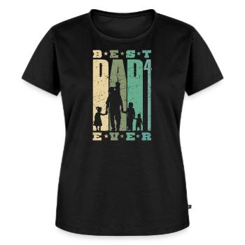 Dad hoch 4 Vater 4 Kinder vierfacher Papa Geschenk - Frauen Premium Bio T-Shirt - Schwarz - Vorne - Selfina (174cm)