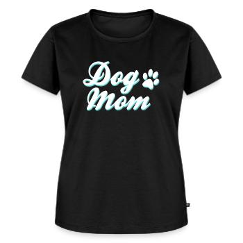 Dog Mom - Hundeliebe mit Pfote [white] - Frauen Premium Bio T-Shirt - Schwarz - Vorne - Selfina (174cm)