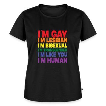 I'm Like You I'm Human LGBTQ Saying - Women's Premium Organic T-shirt - black - Front - Selfina (174cm)