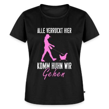 Huhn, Bauernhof, Hühner, Spruch, Bauer Hühnerstall - Frauen Premium Bio T-Shirt - Schwarz - Vorne - Selfina (174cm)
