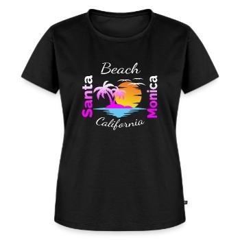 Santa Monica Beach - Frauen Premium Bio T-Shirt - Schwarz - Vorne - Selfina (174cm)