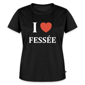i love fessée - T-shirt Premium bio Femme - noir - Devant - Selfina (174cm)