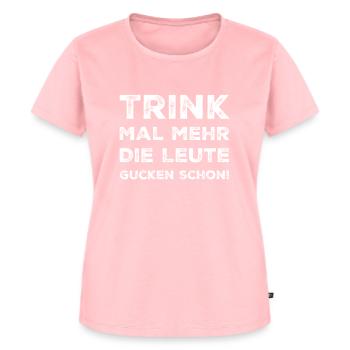 Trink Mal Mehr Die Leute Gucken Schon! - Frauen Premium Bio T-Shirt - Rosa - Vorne - AI Model Female 172 dark (172cm)