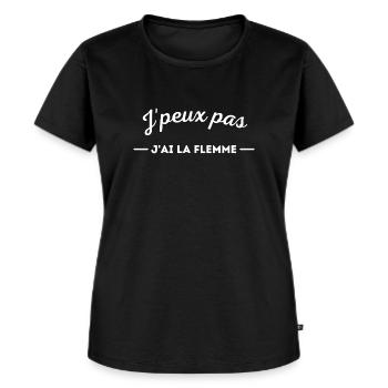 J'peux pas j'ai la flemme - T-shirt Premium bio Femme - noir - Devant - Selfina (174cm)