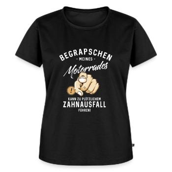 Begrapschen meines Motorrades - Zahnausfall - - Frauen Premium Bio T-Shirt - Schwarz - Vorne - Selfina (174cm)