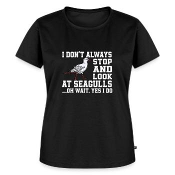 Lustiger Möwe Spruch - Frauen Premium Bio T-Shirt - Schwarz - Vorne - Selfina (174cm)