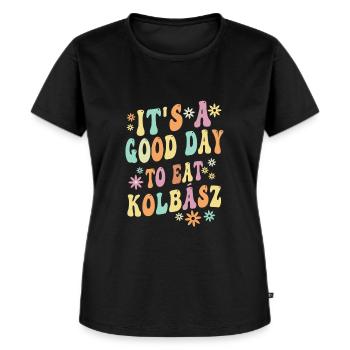 Ungarisches Kolbász Sprichwort - Frauen Premium Bio T-Shirt - Schwarz - Vorne - Selfina (174cm)