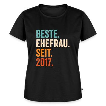 Beste Ehefrau Seit 2017 4. Hochzeitstag 4 Jahre - Frauen Premium Bio T-Shirt - Schwarz - Vorne - Selfina (174cm)