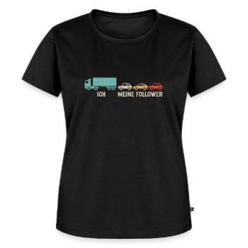LKW Fahrer Meine Follower Fernfahrer - Frauen Premium Bio T-Shirt - Schwarz - Vorne - Selfina (174cm)