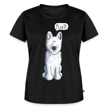 Schweizer Schäferhund Play - Frauen Premium Bio T-Shirt - Schwarz - Vorne - Selfina (174cm)