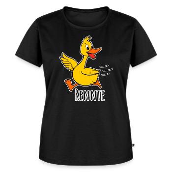 Eine fröhliche kleine rennende Ente - eine Rennte! - Frauen Premium Bio T-Shirt - Schwarz - Vorne - Selfina (174cm)