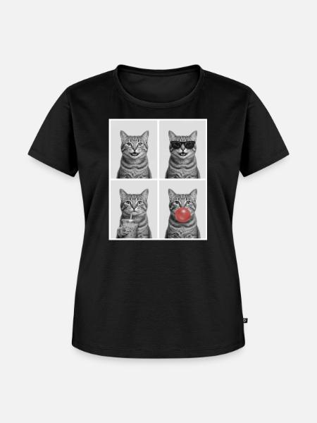 Katzen Graue Tabby Katze - Frauen Premium Bio T-Shirt - Schwarz