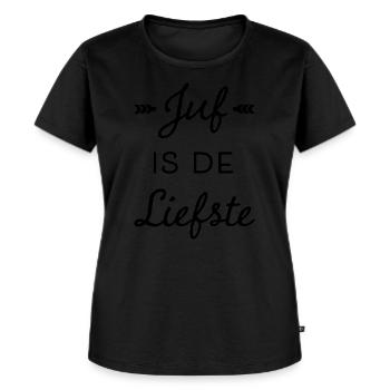 juf is de liefste - Vrouwen Premium Bio T-shirt - zwart - Voor - Selfina (174cm)