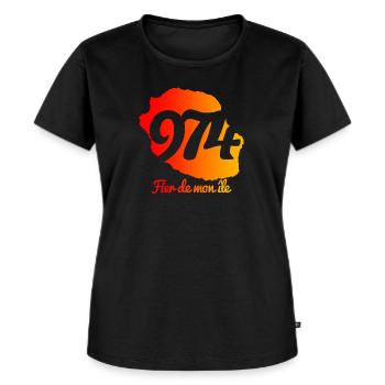 Collection 974 Fier de mon île - T-shirt Premium bio Femme - noir - Devant - Selfina (174cm)