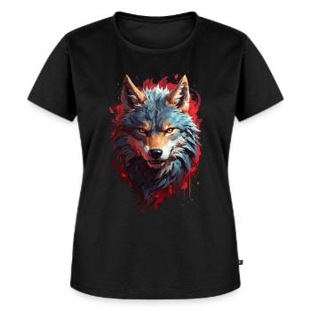 Loup Fenris sinistre, Loup mystique - T-shirt Premium bio Femme - noir - Devant - Selfina (174cm)