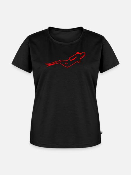 Taucher rot - Frauen Premium Bio T-Shirt - Schwarz