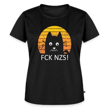 FCK NZS - Funny Cat - Funny Cat - Women's Premium Organic T-shirt - black - Front - Selfina (174cm)