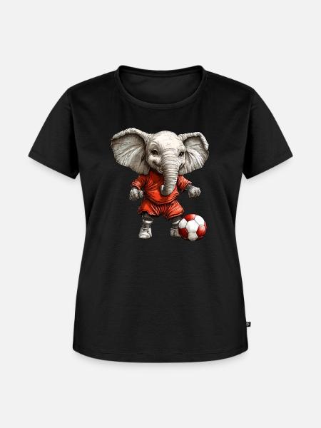 Fussball Elefant - Frauen Premium Bio T-Shirt - Schwarz