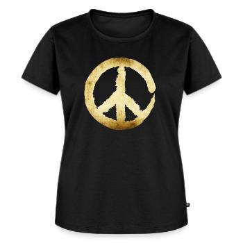 Peace Zeichen - Gold - Frauen Premium Bio T-Shirt - Schwarz - Vorne - Selfina (174cm)