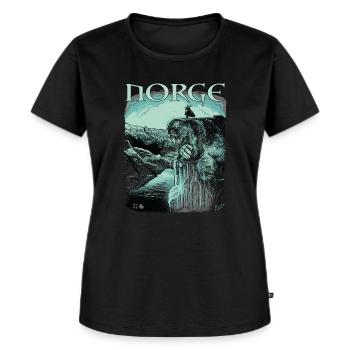 Preikestolen # Troll # Norwegen - Frauen Premium Bio T-Shirt - Schwarz - Vorne - Selfina (174cm)