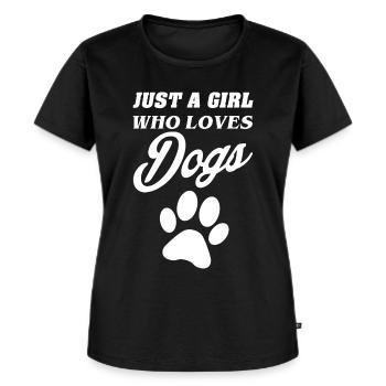 Just a girl who loves dogs | Suprise Artworks - Frauen Premium Bio T-Shirt - Schwarz - Vorne - Selfina (174cm)