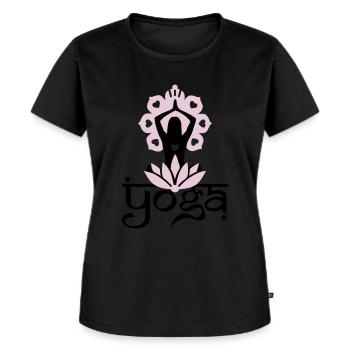 YOGA - Frauen Premium Bio T-Shirt - Schwarz - Vorne - Selfina (174cm)