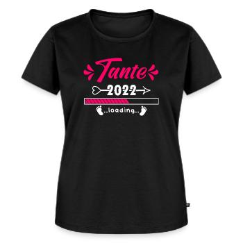 Tante 2022 Loading Schwangerschaftsankündigung - Frauen Premium Bio T-Shirt - Schwarz - Vorne - Selfina (174cm)